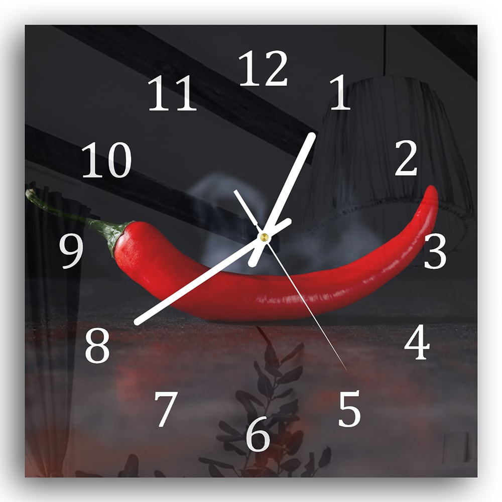 Wanduhr 30x30 - Scharfe Peperoni