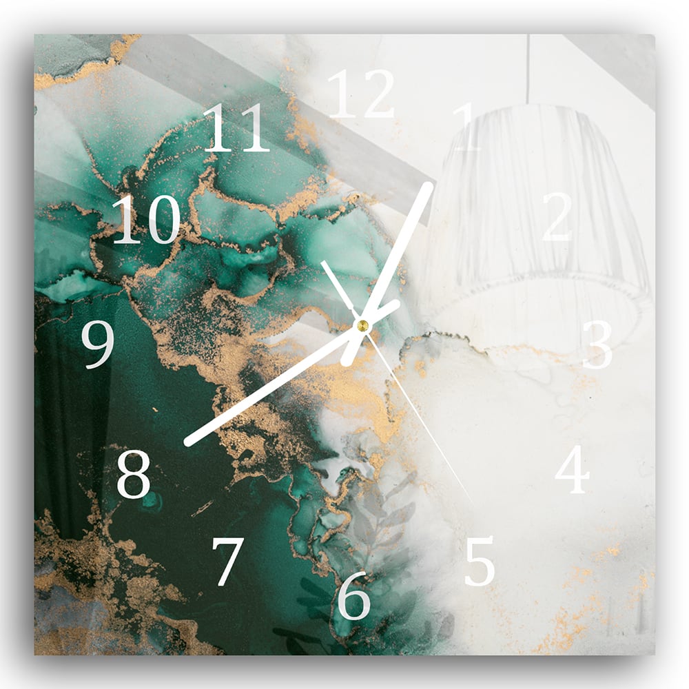 Wanduhr 30x30 - Luxuriöser Grün-Marmor