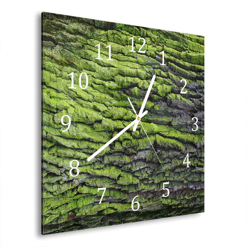 Wanduhr 30x30 - Grüne Rinden-Textur