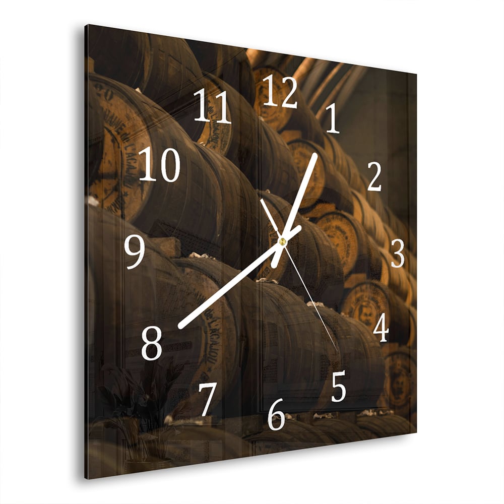 Wanduhr 30x30 - Weinfässer