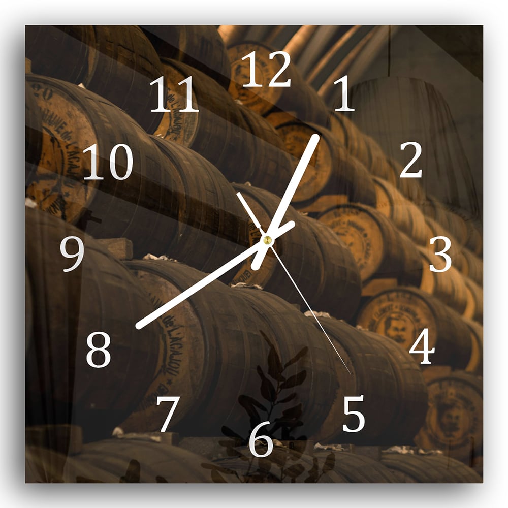 Wanduhr 30x30 - Weinfässer