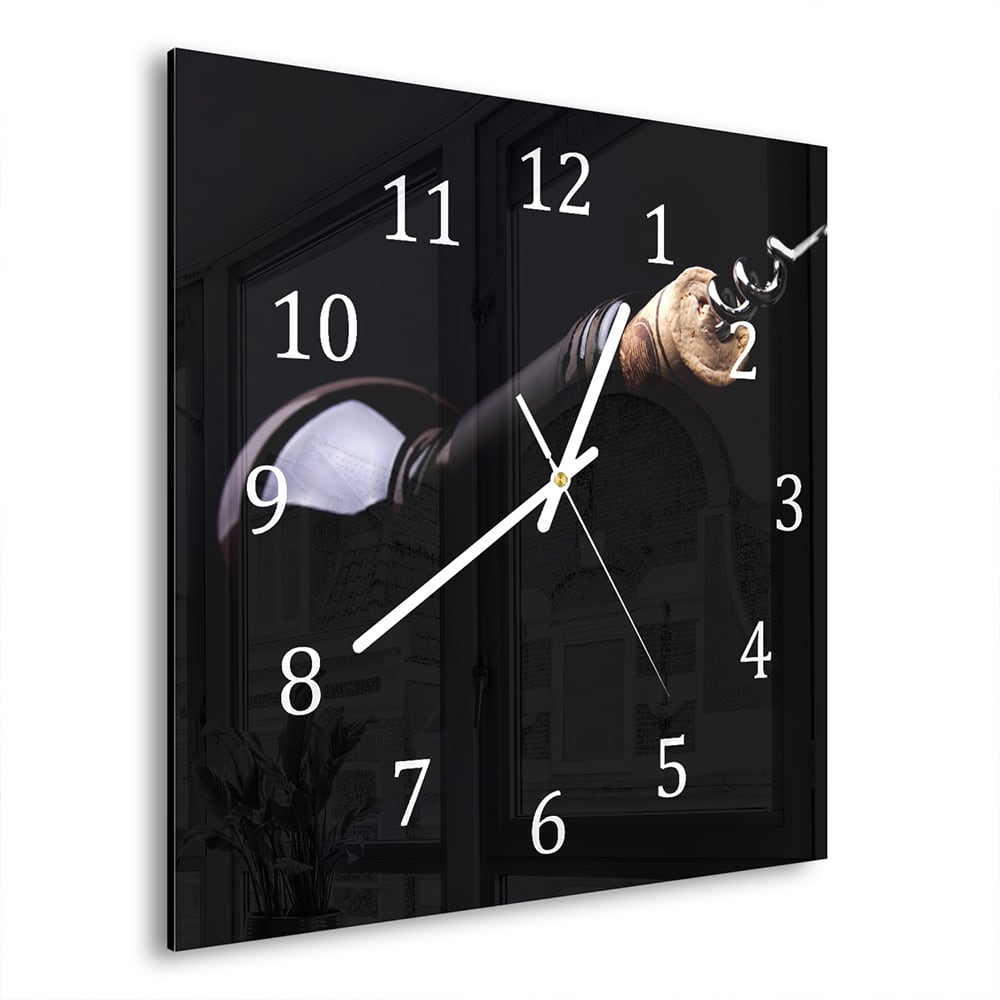 Wanduhr 30x30 - Weinflasche