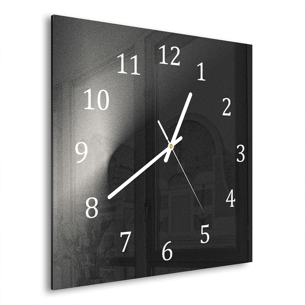 Wanduhr 30x30 - Schwarz-weißer Sand