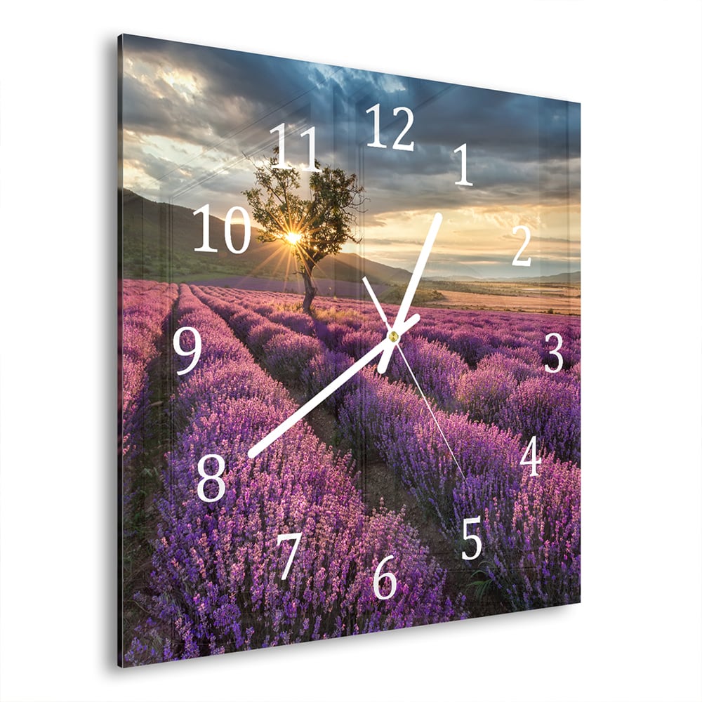 Wanduhr 30x30 - Lavendelfeld