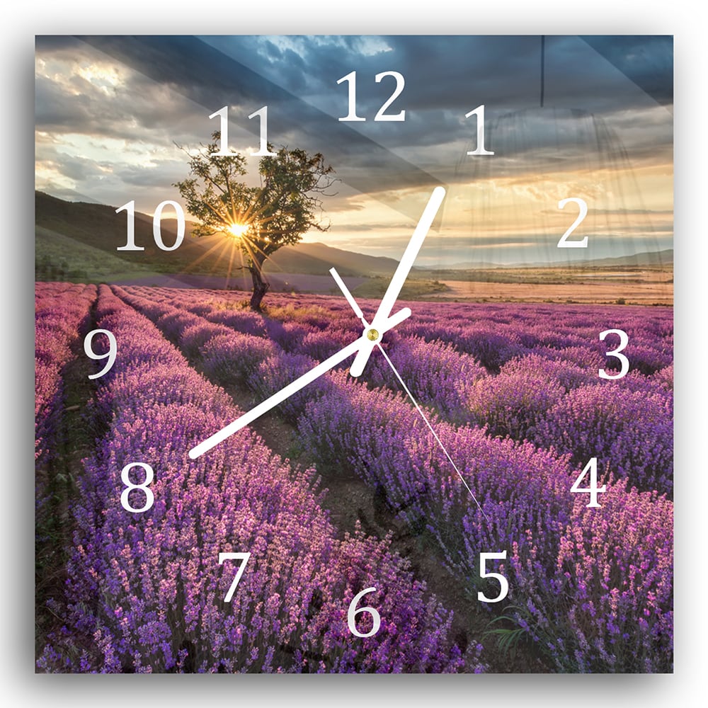 Wanduhr 30x30 - Lavendelfeld