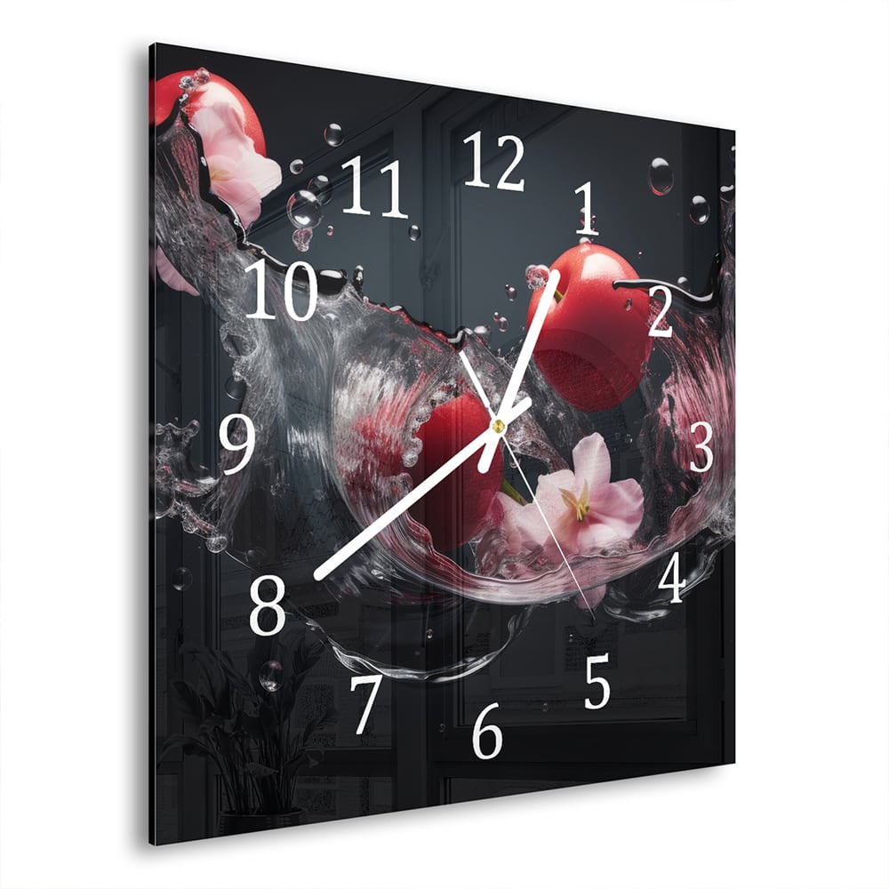 Wanduhr 30x30 - Tomaten-Splash