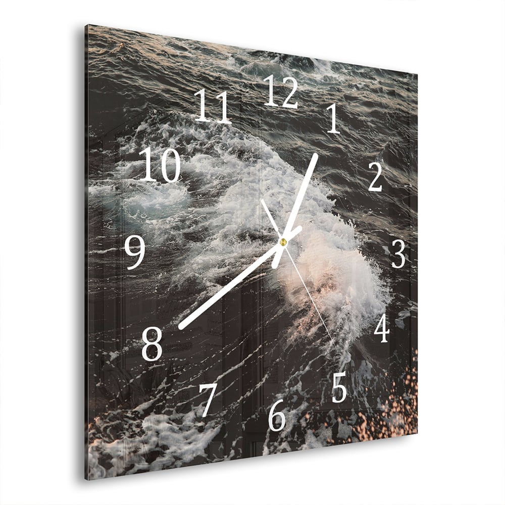 Wanduhr 30x30 - Raue Wellen