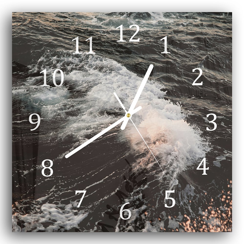 Wanduhr 30x30 - Raue Wellen