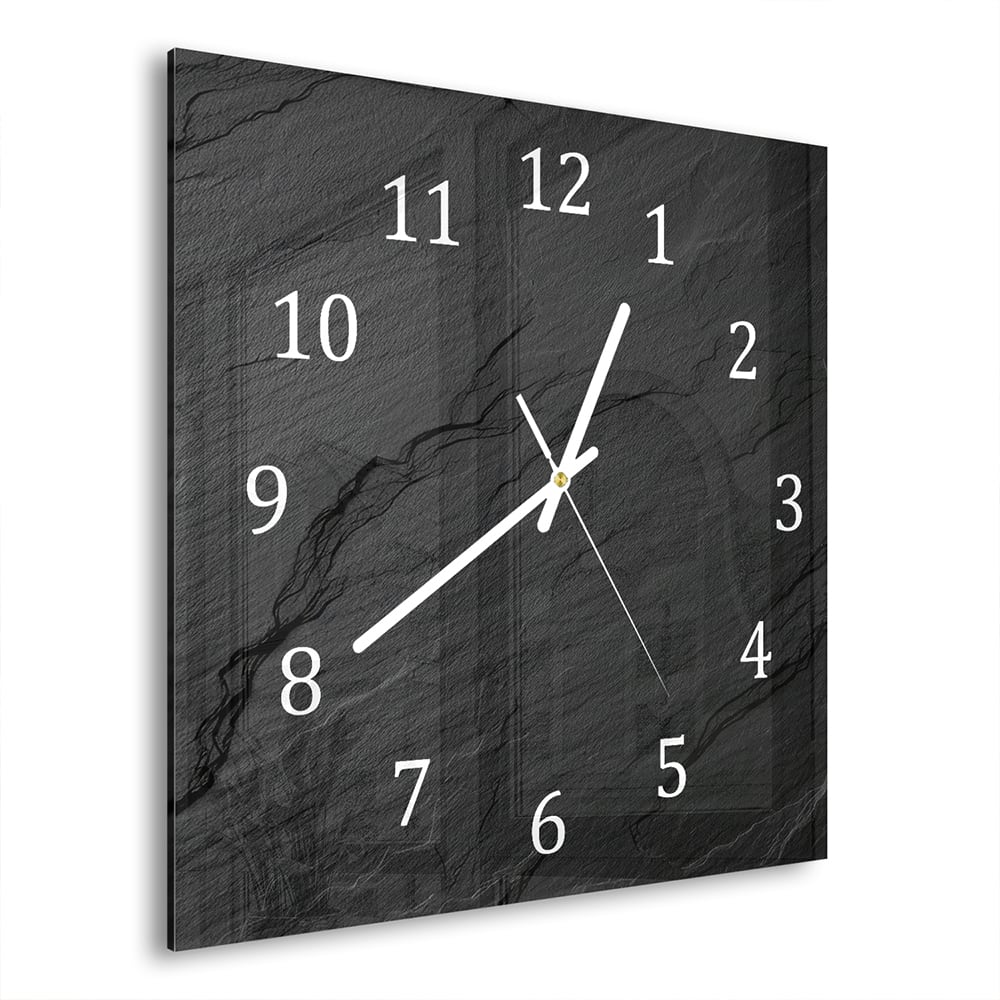 Wanduhr 30x30 - Schiefer Schwarz