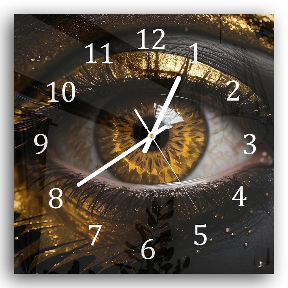 Wanduhr 30x30 - Schwarz und goldenes Auge