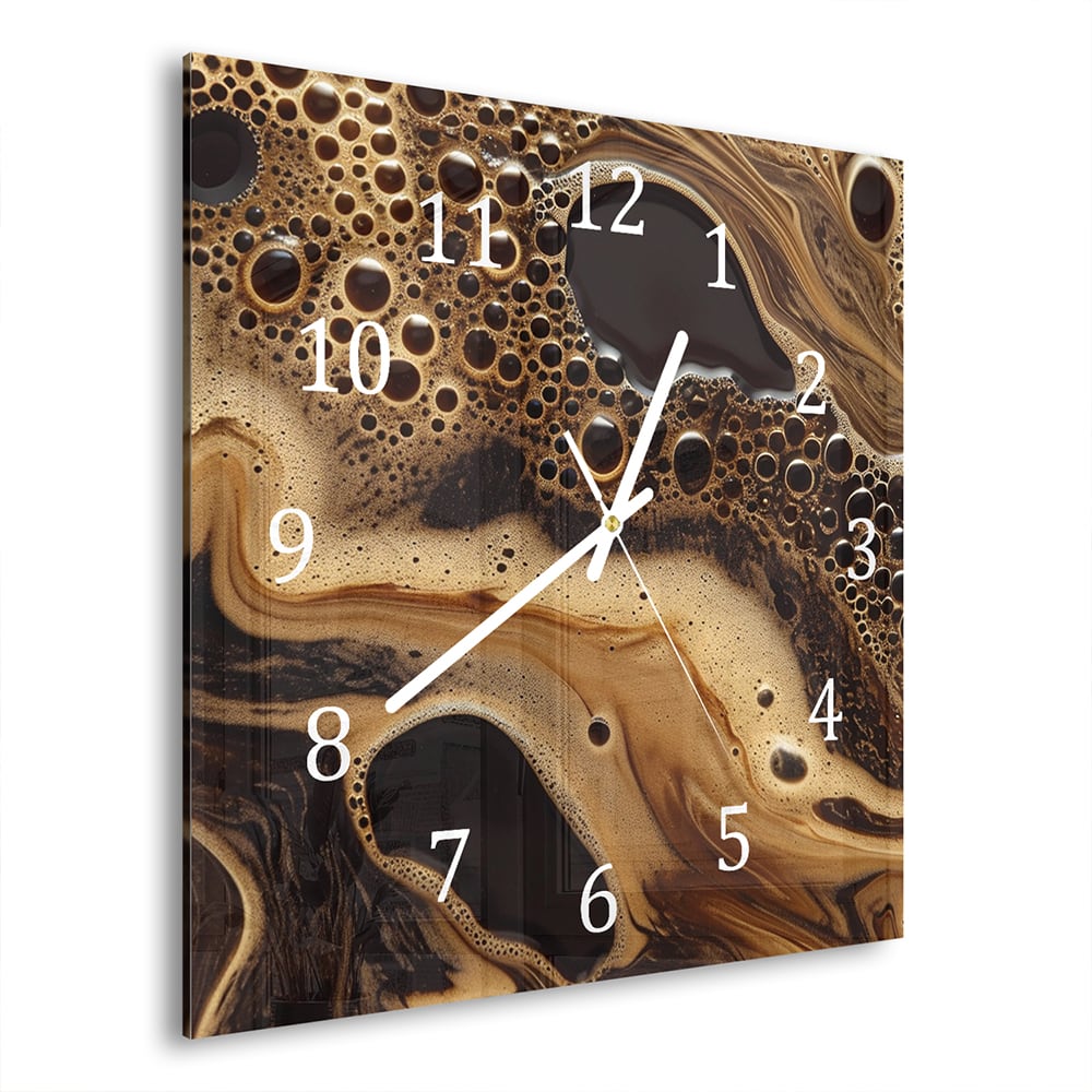 Wanduhr 30x30 - Flüssige Kaffee-Textur