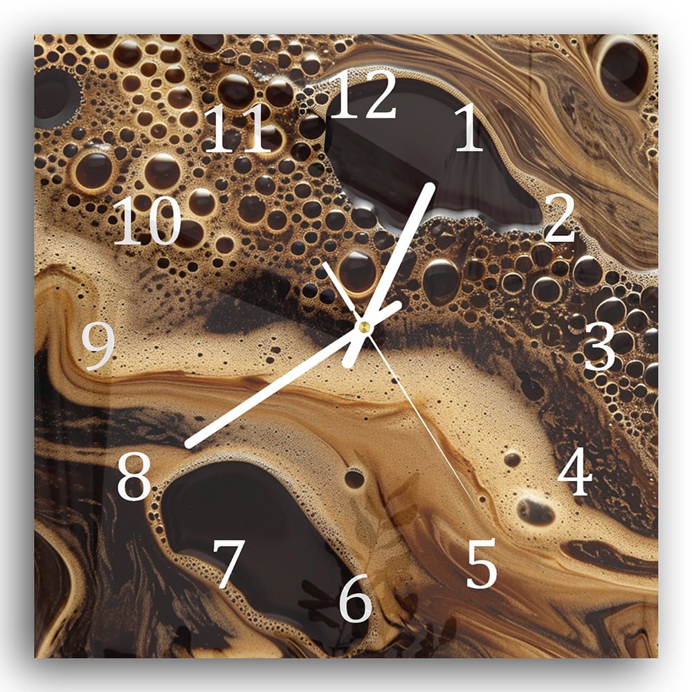 Wanduhr 30x30 - Flüssige Kaffee-Textur