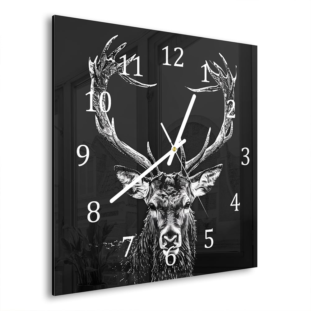 Wanduhr 30x30 - Illustriertes Reh