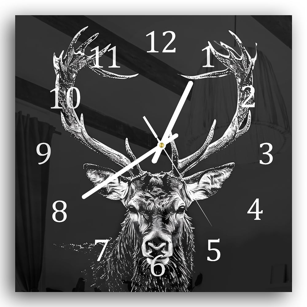 Wanduhr 30x30 - Illustriertes Reh