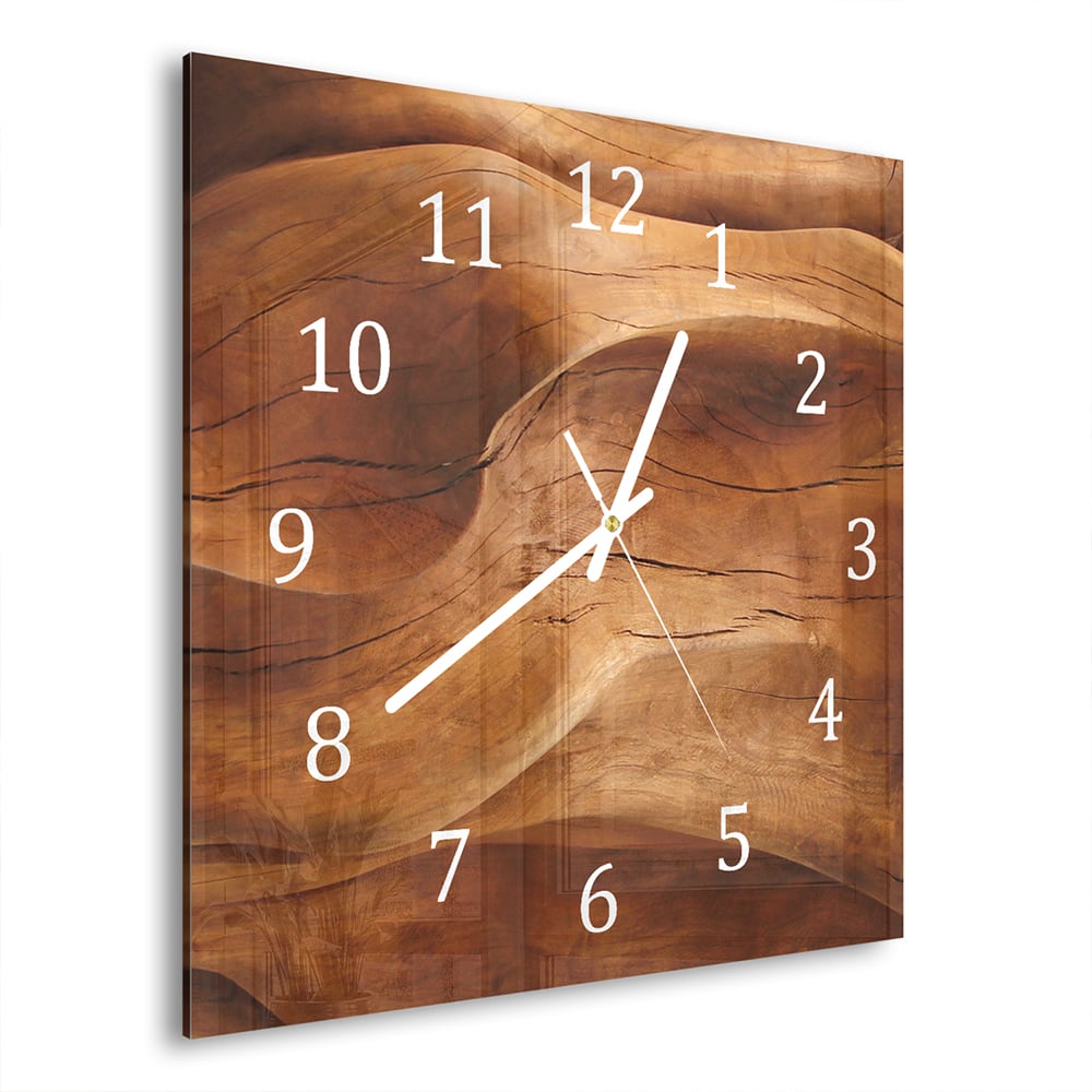 Wanduhr 30x30 - Wellenförmiges Holz