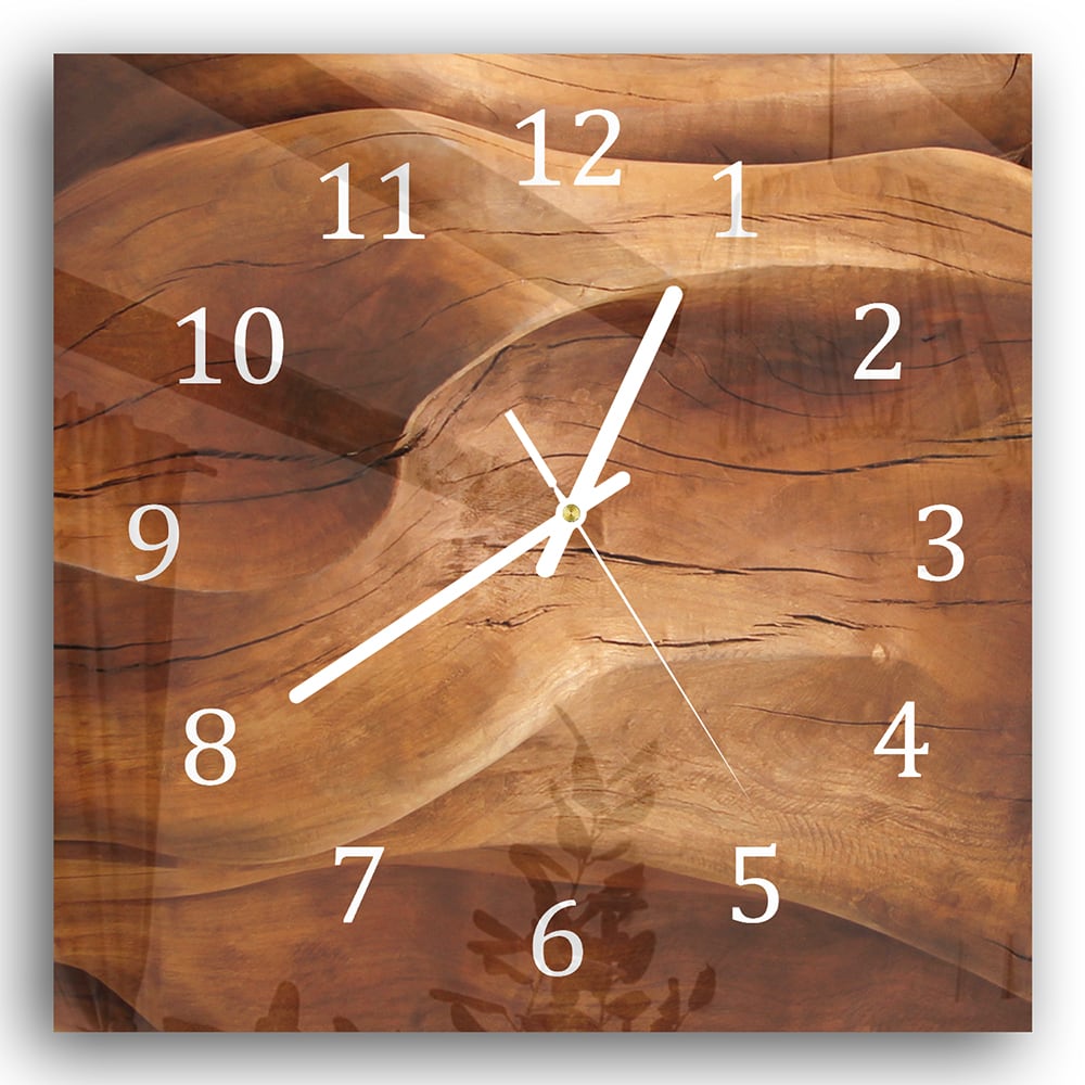 Wanduhr 30x30 - Wellenförmiges Holz