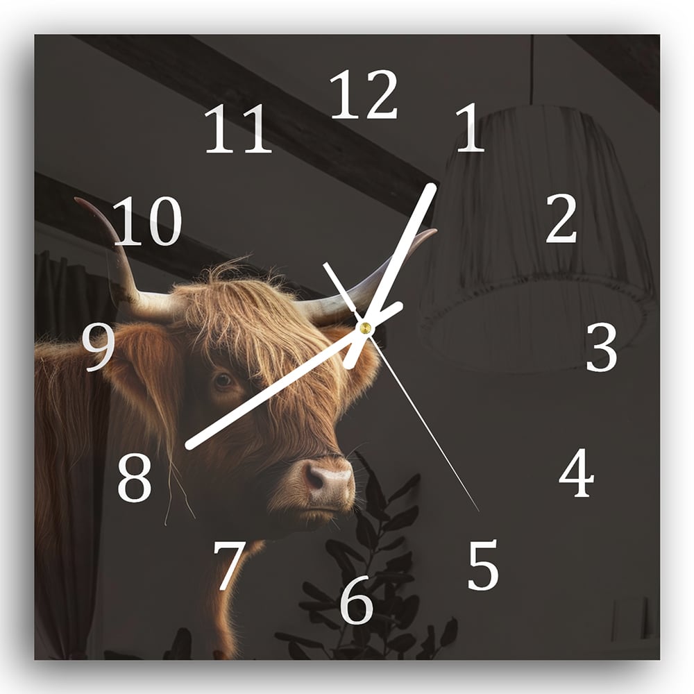 Wanduhr 30x30 - Schottische Hochlandrinder