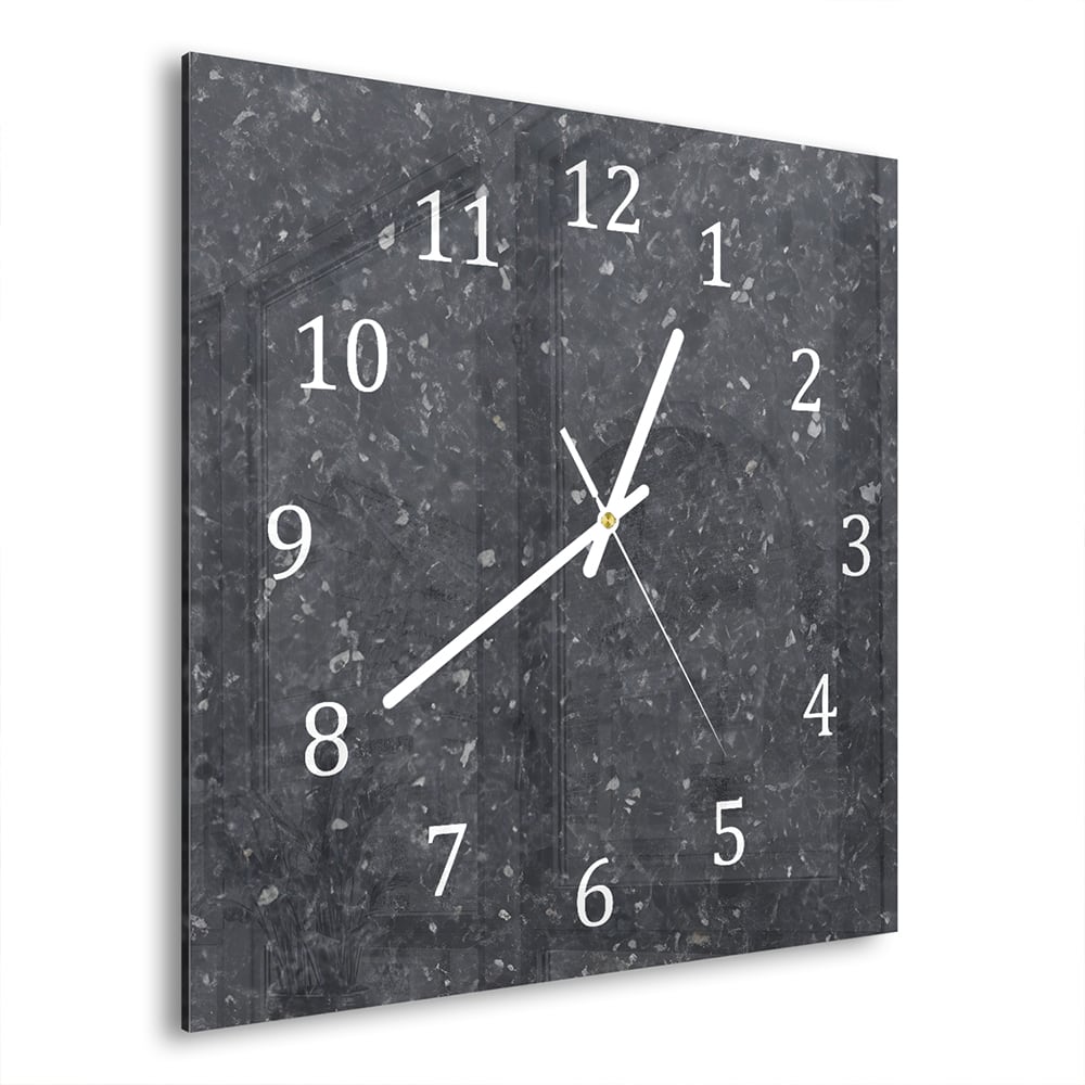 Wanduhr 30x30 - Schwarzer Granit