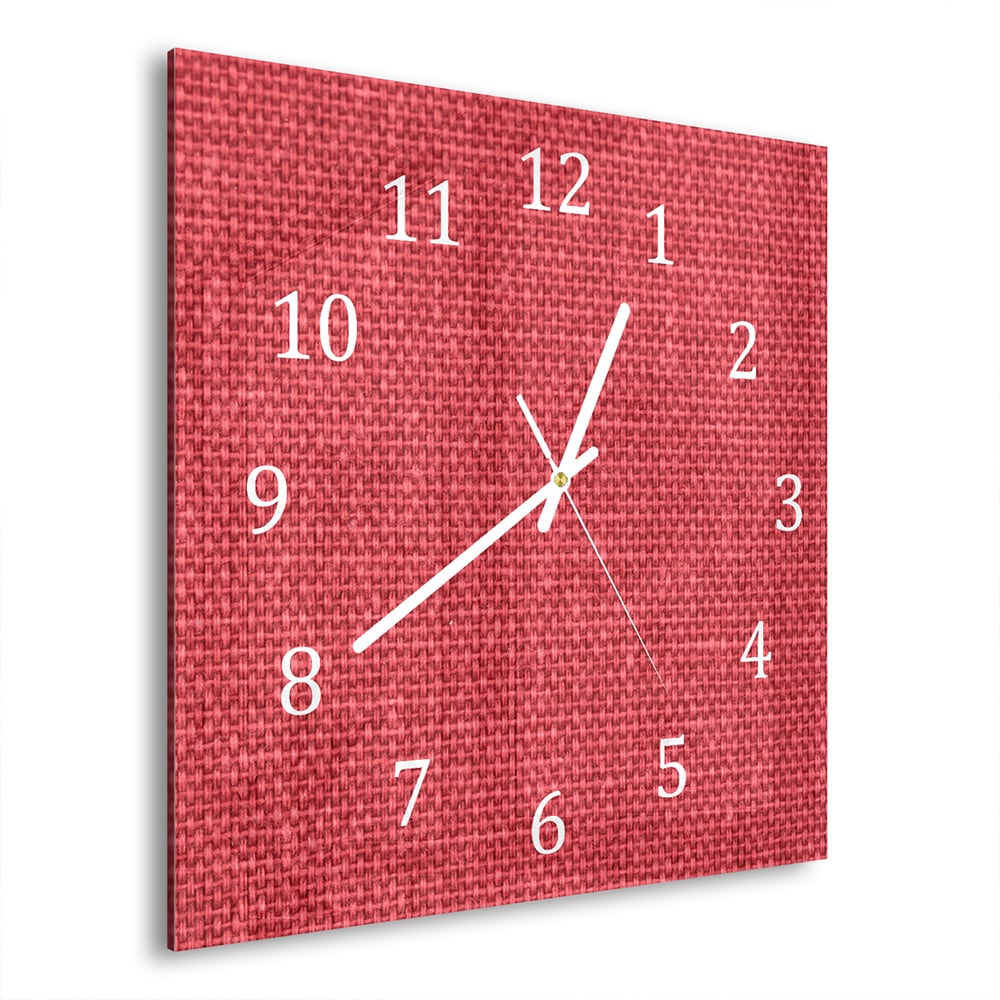 Wanduhr 30x30 - Rote Leinen-Textur