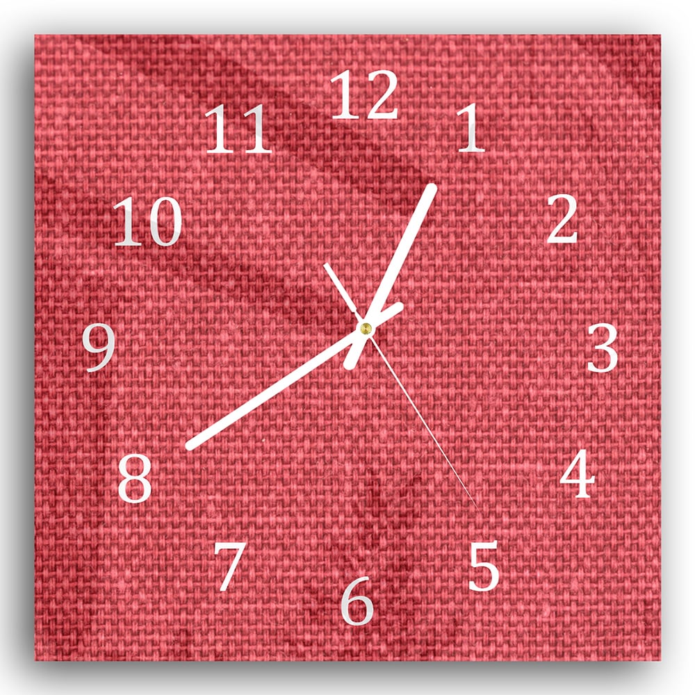 Wanduhr 30x30 - Rote Leinen-Textur