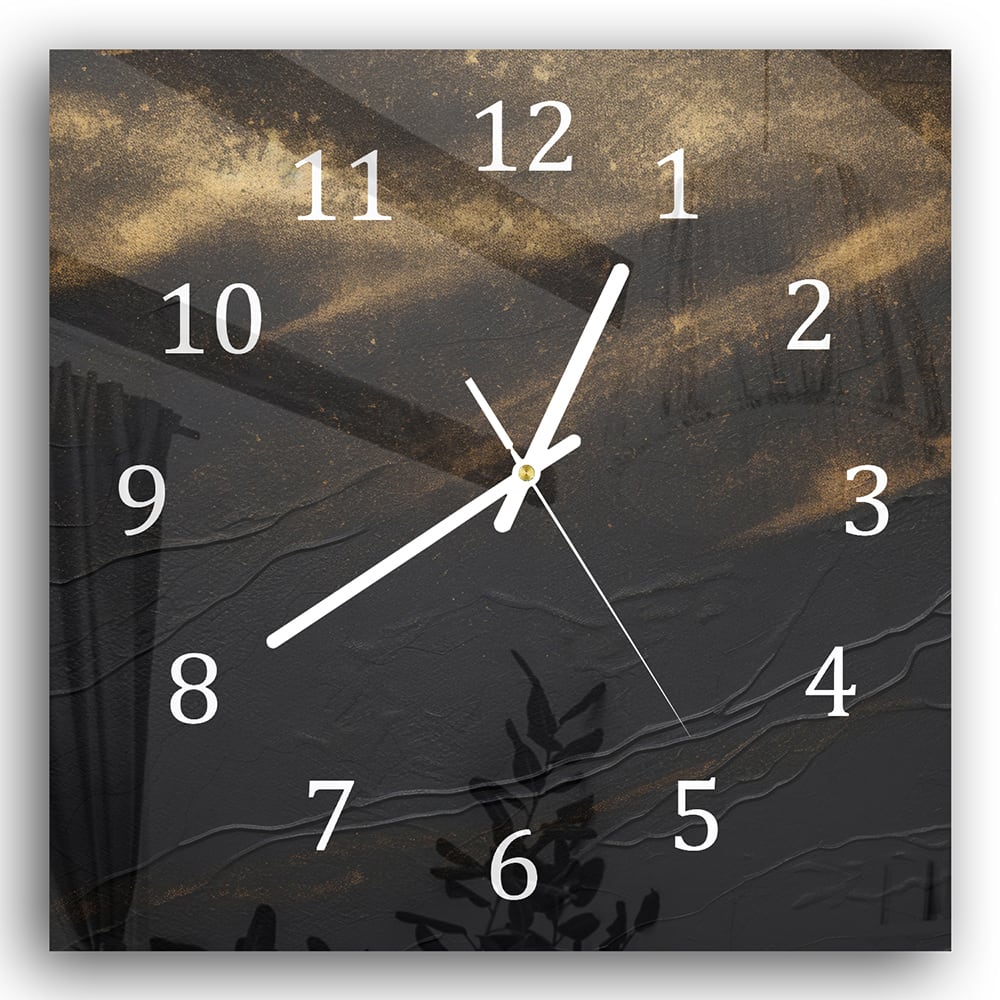Wanduhr 30x30 - Schwarz/Gold luxuriöse Textur