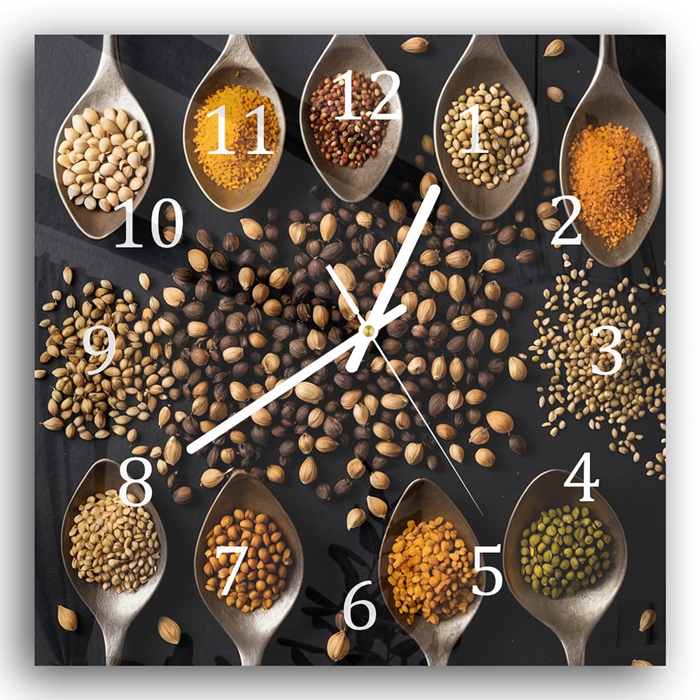 Wanduhr 30x30 - Samen und Kräuter