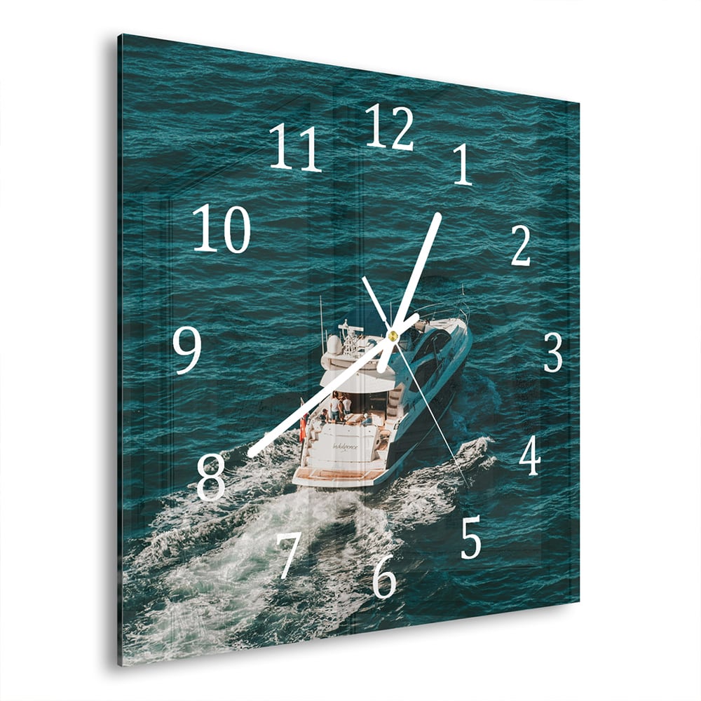Wanduhr 30x30 - Jacht auf dem Wasser