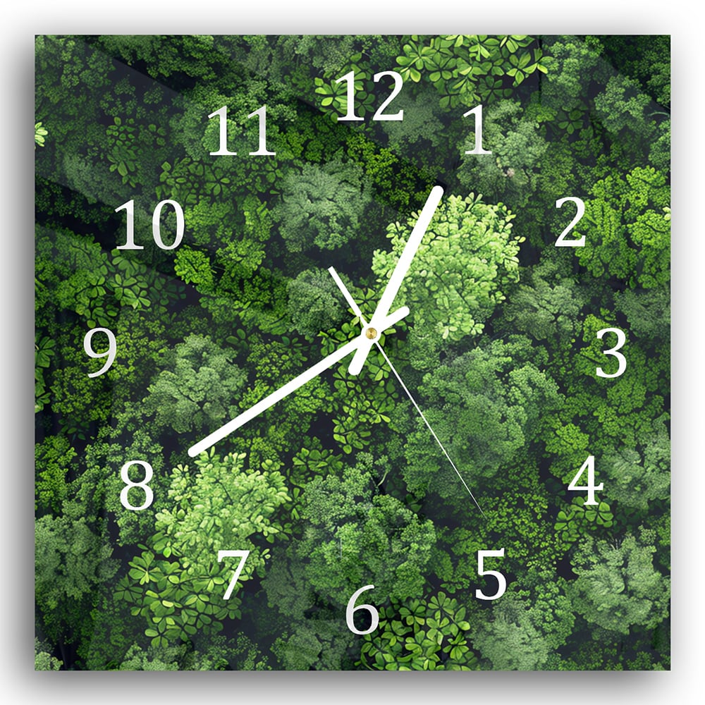 Wanduhr 30x30 - Wälder von oben