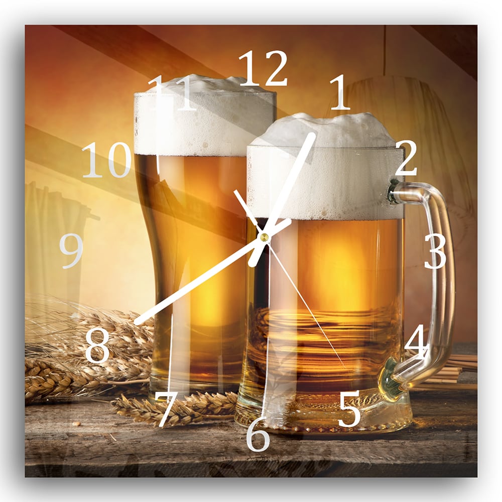 Wanduhr 30x30 - Bier und Gerste