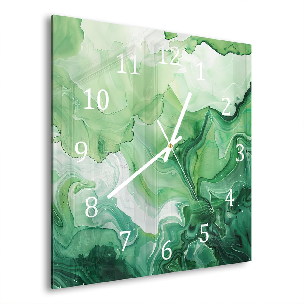 Wanduhr 30x30 - Grüne Aquarell-Textur