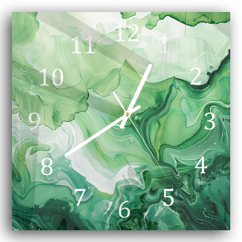 Wanduhr 30x30 - Grüne Aquarell-Textur