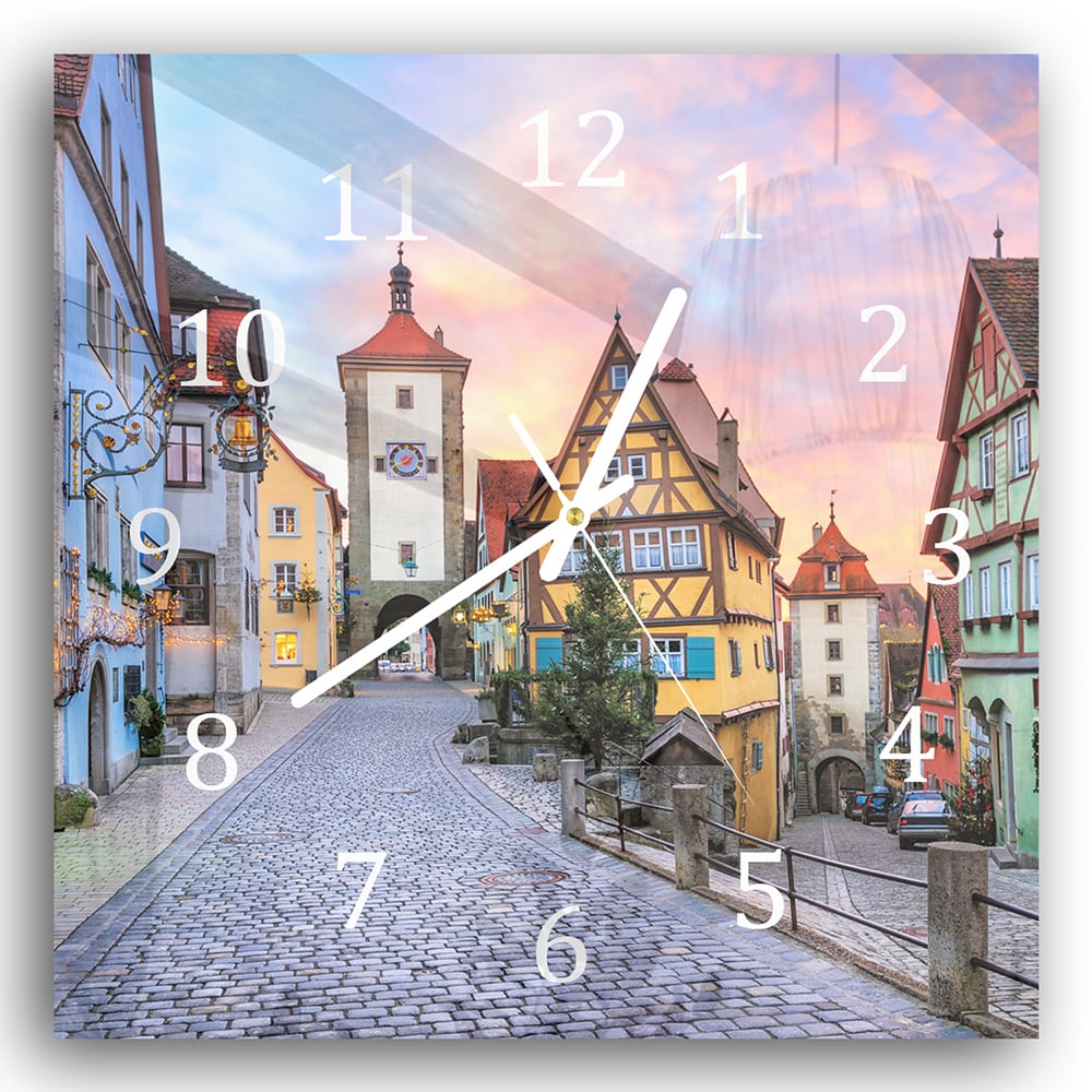 Wanduhr 30x30 - Rothenburg ob der Tauber