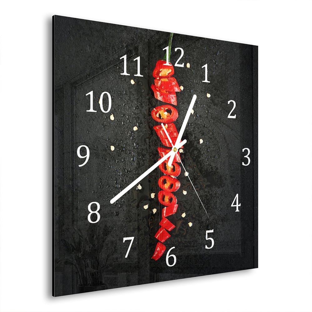 Wanduhr 30x30 - Geschnittene Paprika