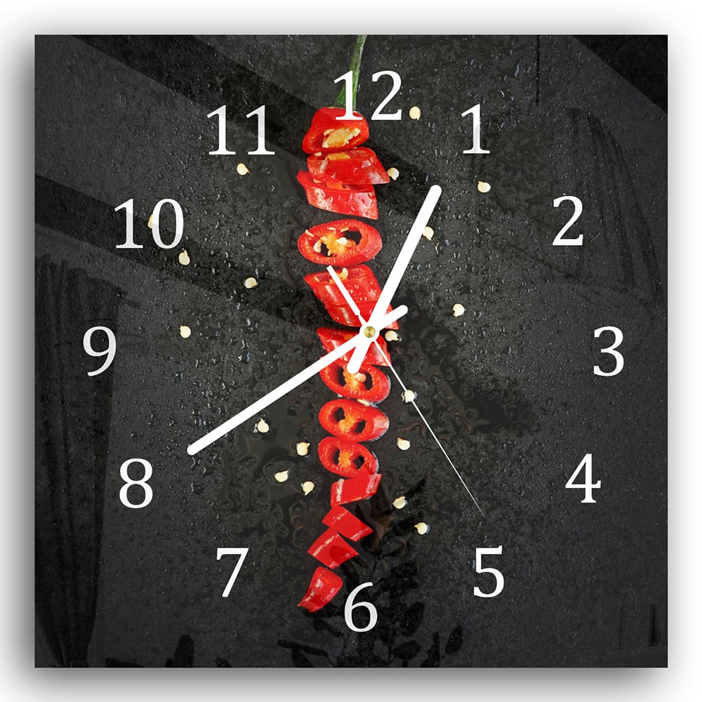 Wanduhr 30x30 - Geschnittene Paprika