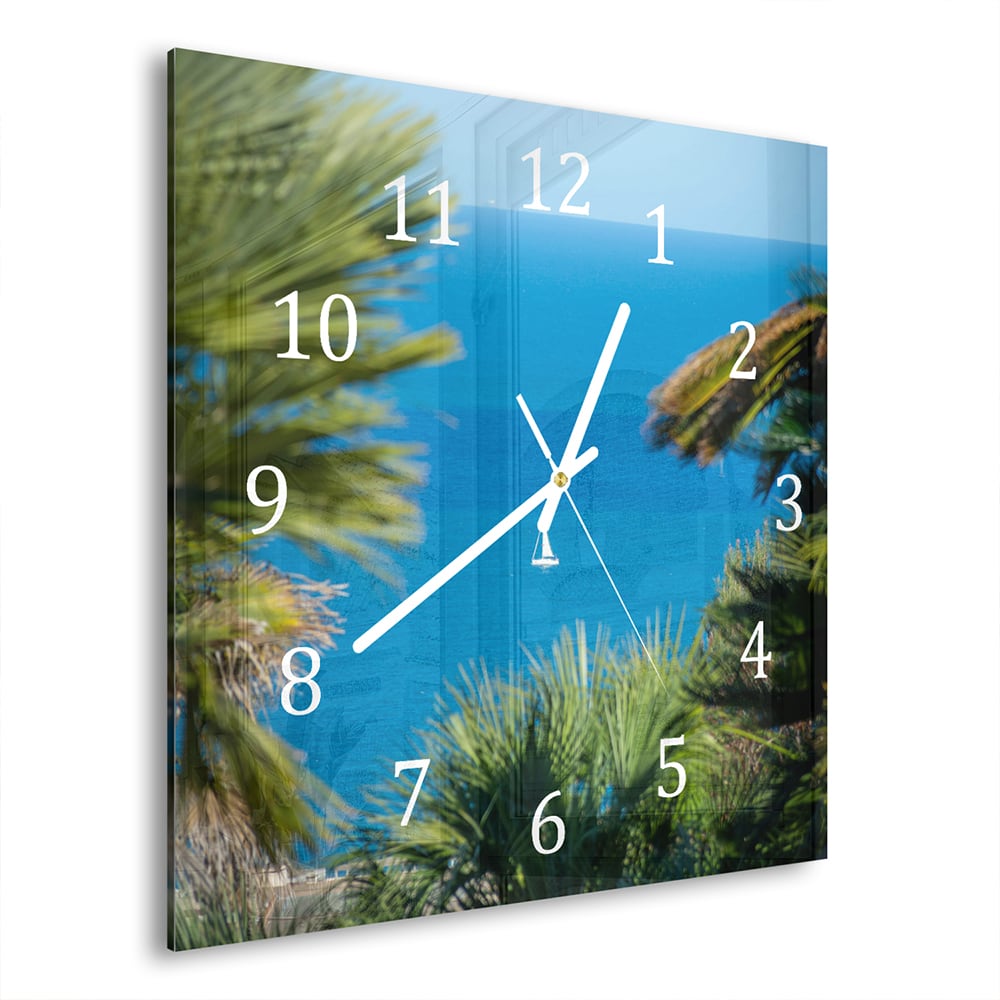Wanduhr 30x30 - Segelboot auf dem Meer