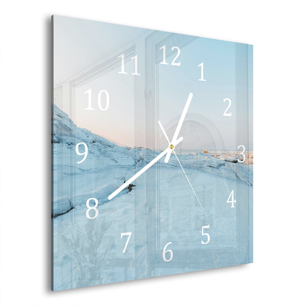 Wanduhr 30x30 - Winterliche Küste