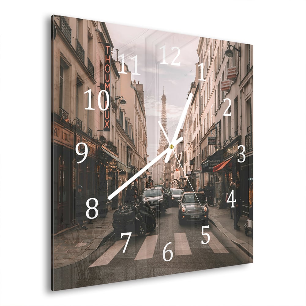 Wanduhr 30x30 - Stadtleben in Paris