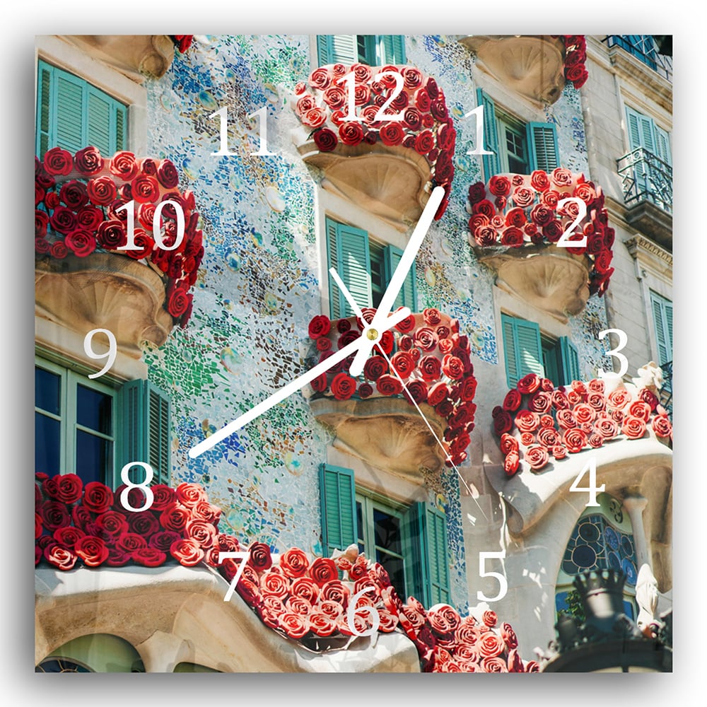 Wanduhr 30x30 - Casa Batlló in Blüte