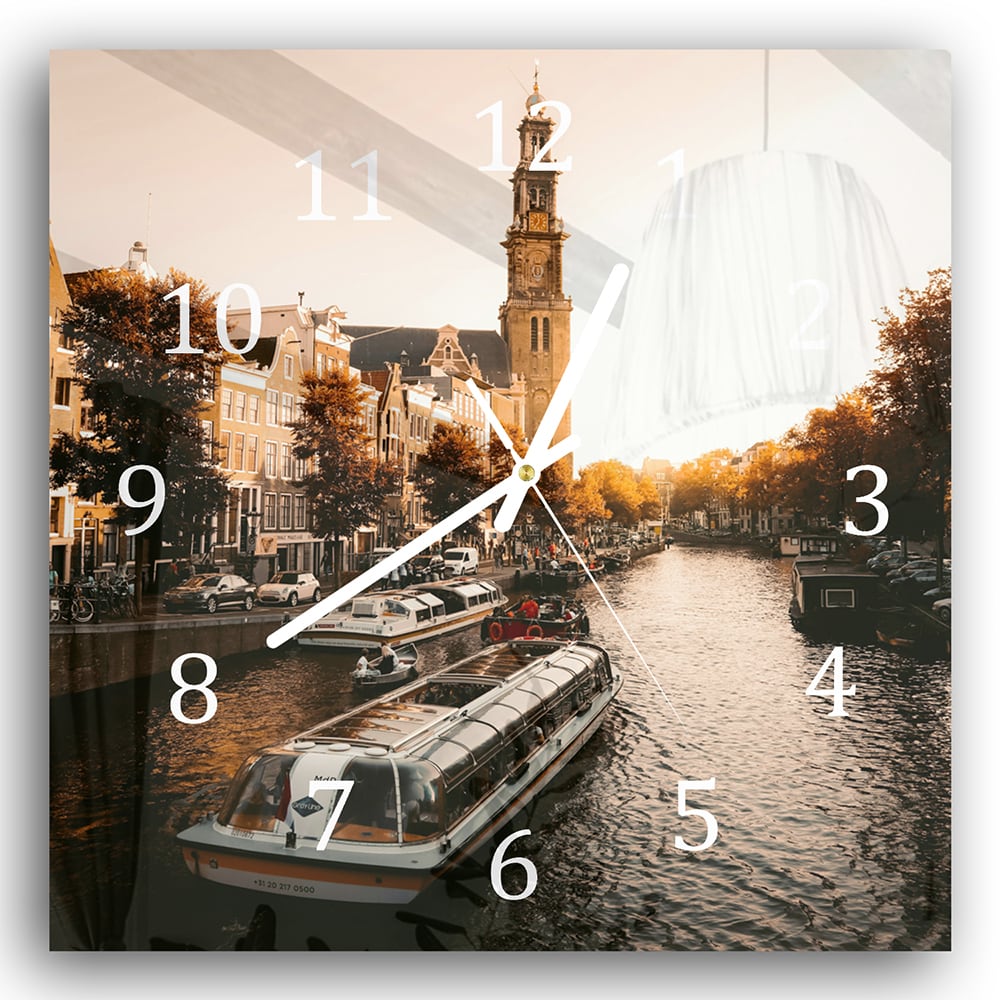 Wanduhr 30x30 - Amsterdamer Herbst