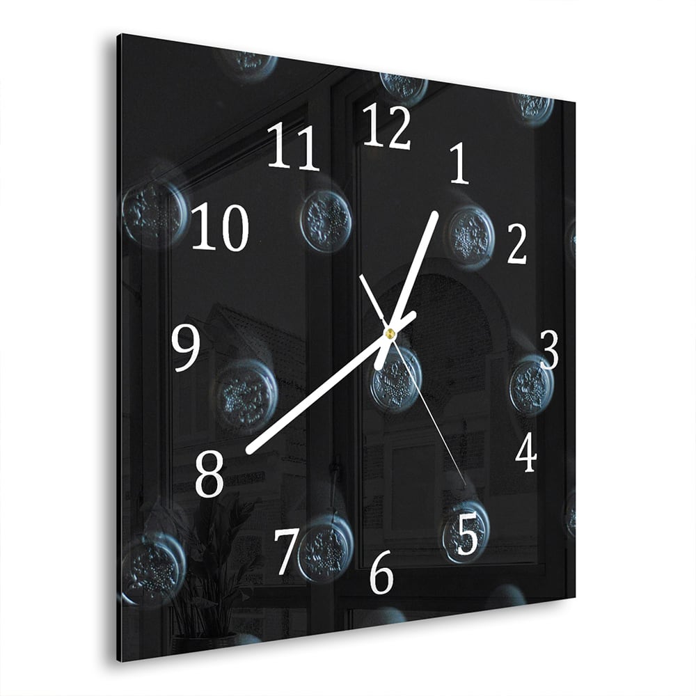Wanduhr 30x30 - Weinflaschen von oben