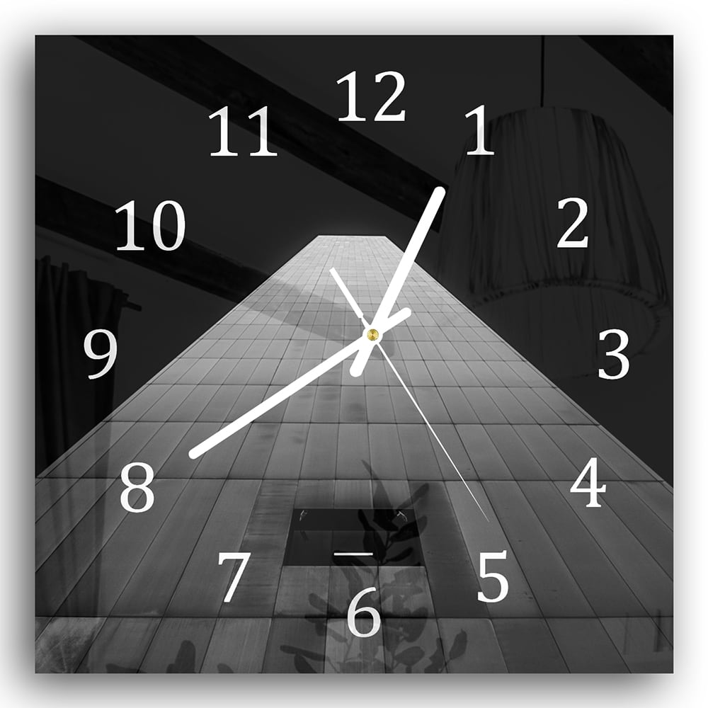 Wanduhr 30x30 - Schwarz-weiße Wohnung