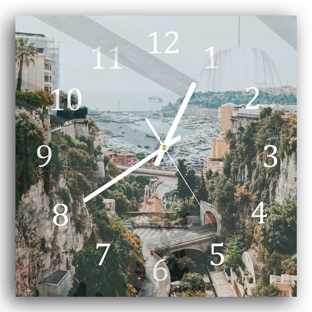 Wanduhr 30x30 - Blick auf Monaco