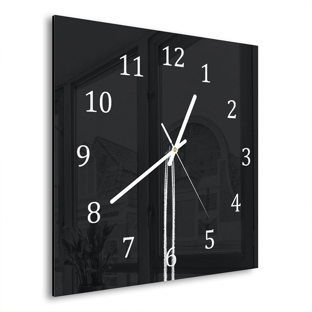 Wanduhr 30x30 - Schwarz-weiß Flugzeug