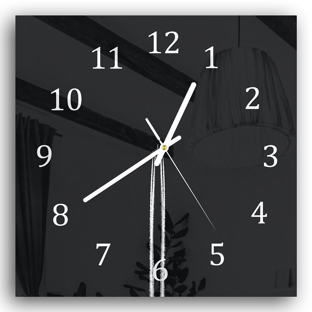 Wanduhr 30x30 - Schwarz-weiß Flugzeug