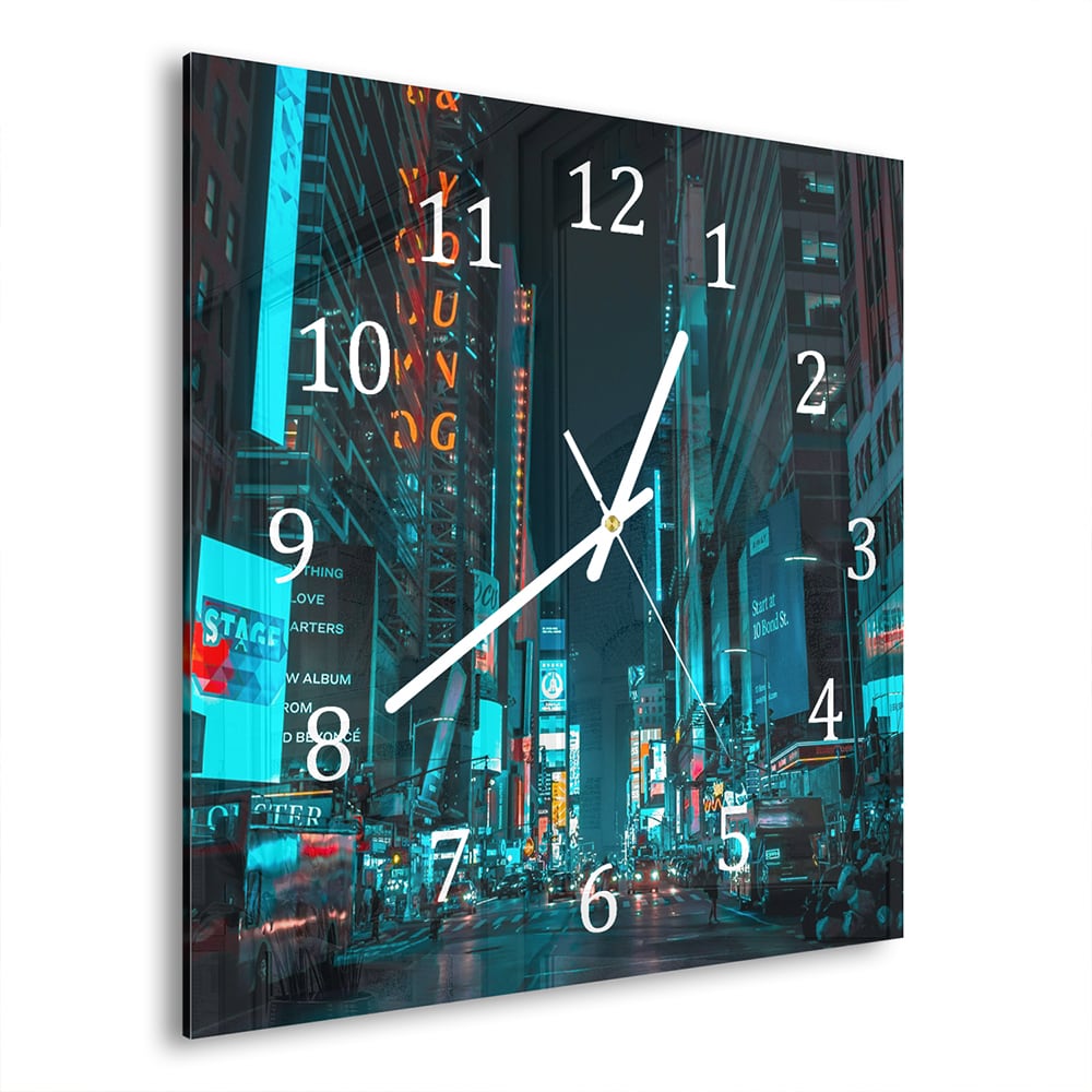 Wanduhr 30x30 - Nacht in der Stadt