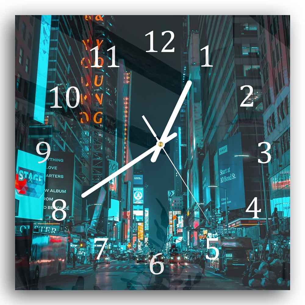 Wanduhr 30x30 - Nacht in der Stadt