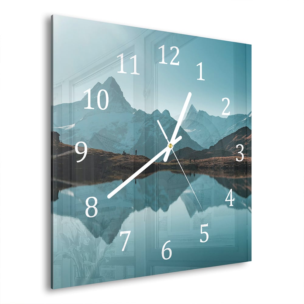 Wanduhr 30x30 - Ruhiger Bergsee