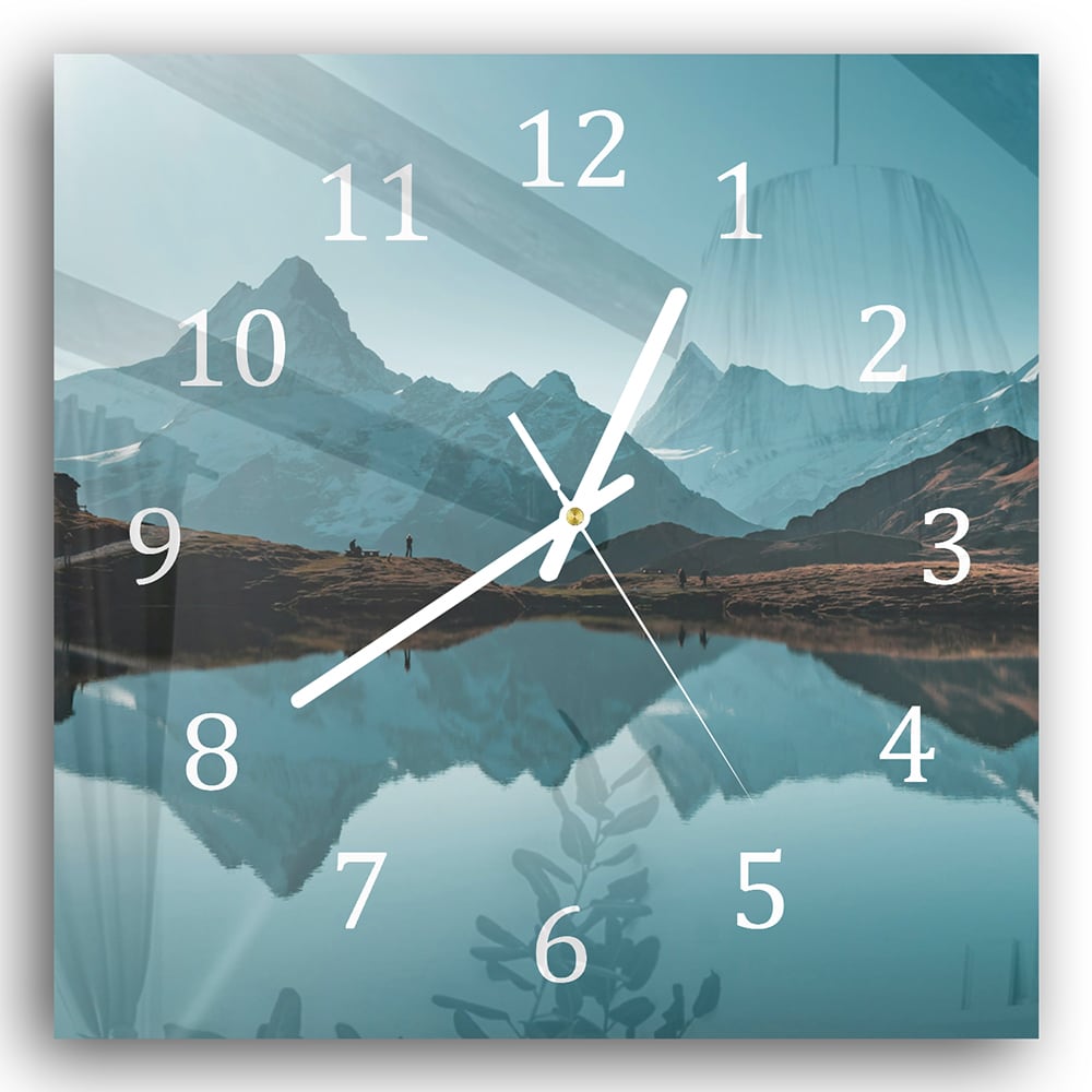 Wanduhr 30x30 - Ruhiger Bergsee