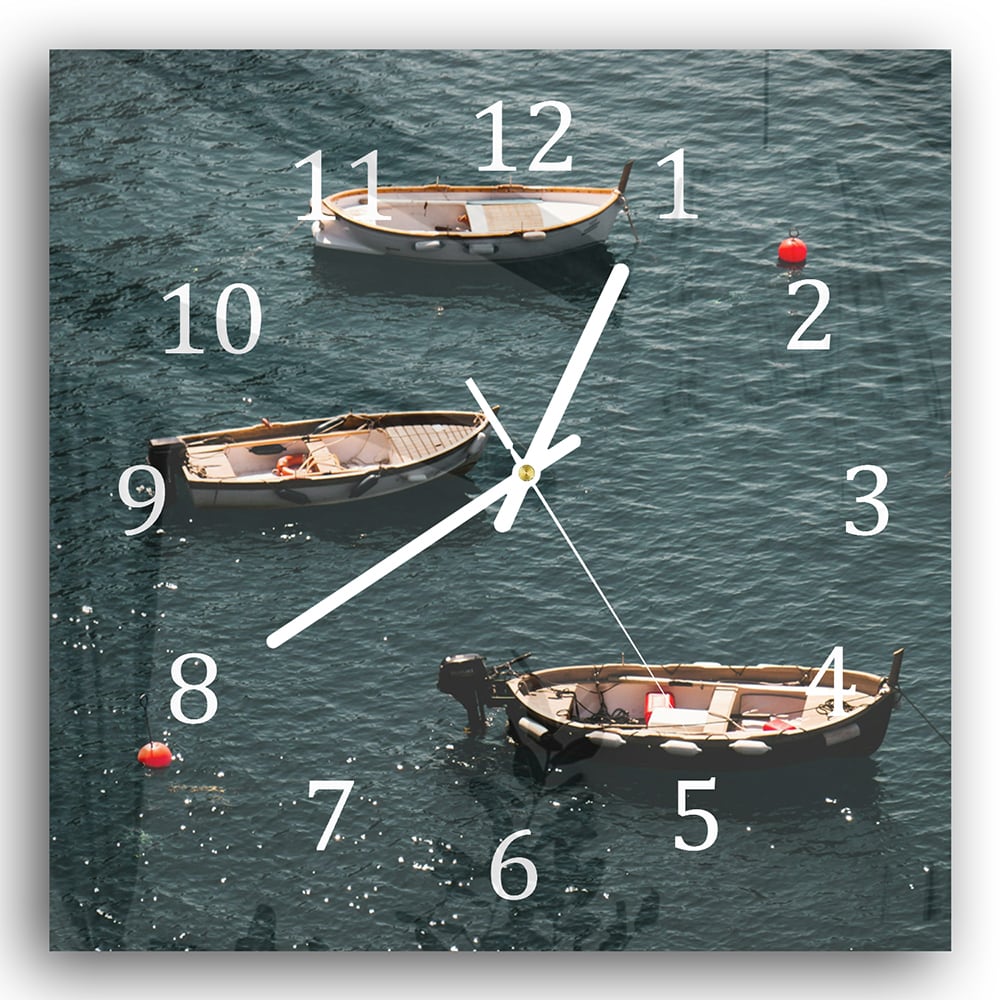 Wanduhr 30x30 - Boote im Wasser