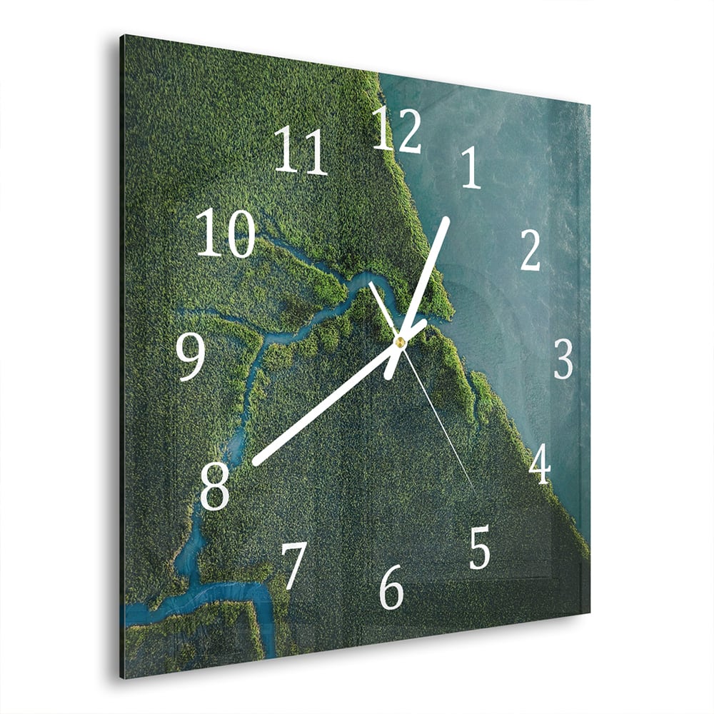 Wanduhr 30x30 - Mangrovenwald von oben